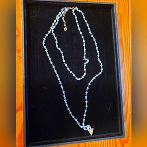 Elegant Iridescent Blue Beaded Necklace